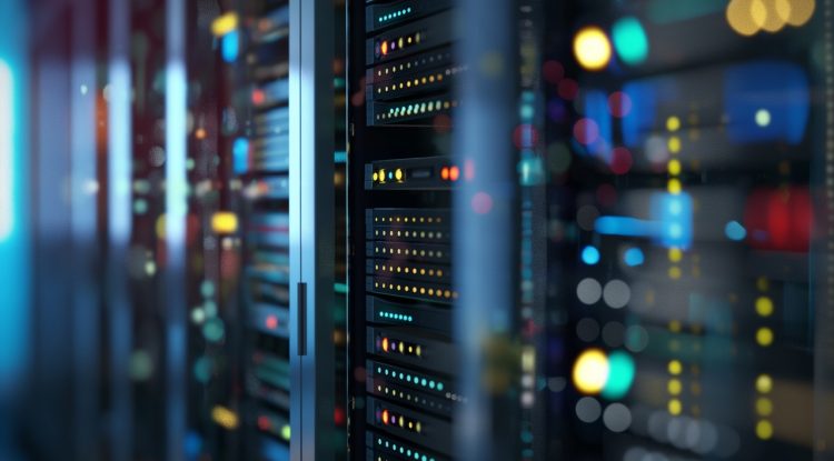 Server room, the heartbeat of modern technology intricate racks filled with servers, where LED lights twinkle like distant stars in a digital universe