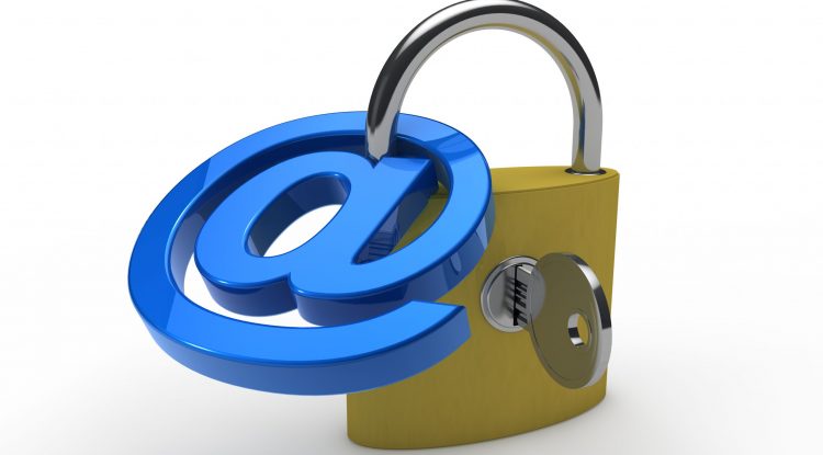 3d padlock email blue safety internet mail