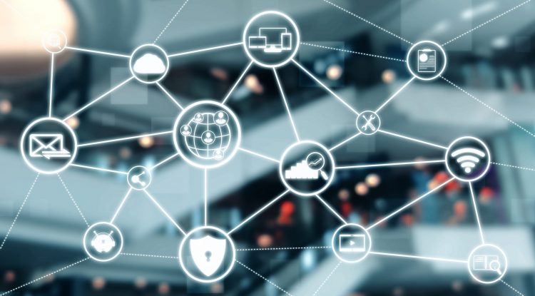 Omni channel technology of online retail business approach. Multichannel marketing on social media network offer service of internet payment channel, online retail shopping and omni digital app